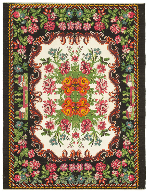 6' 10'' x 8' 10'' Vintage Handwoven Moldovan Rug