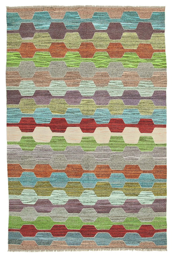 6' 9'' x 10' 3'' Modern Turkish Kilim