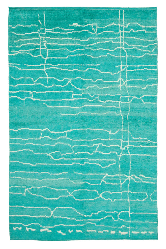 6' 4'' x 10' Turquoise Color Moroccan Rug