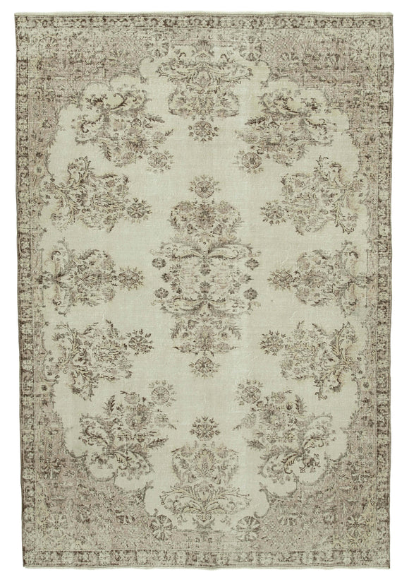 7' x 10' 2'' Hand-Knotted Turkish Vintage Rug