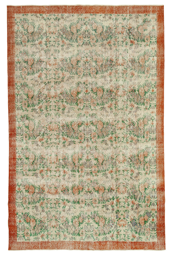 7' x 10' 9'' Handmade Beige Vintage Rug