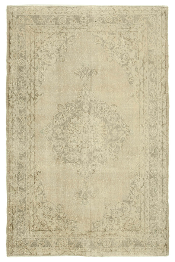 6' 9'' x 10' 6'' Beige Color Handmade Turkish Rug