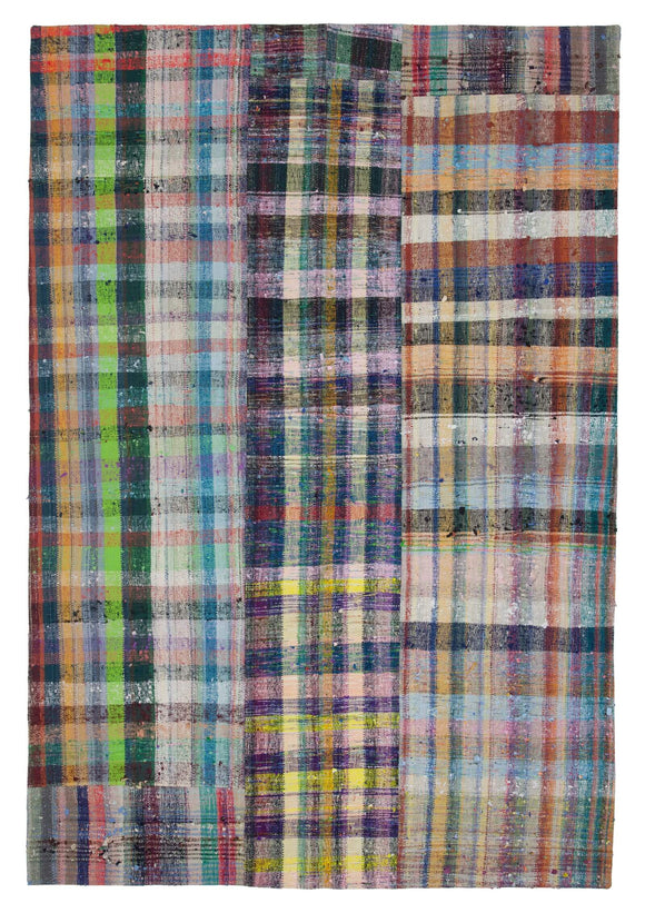6' 10'' x 10' 1'' Vintage Turkish Patchwork Kilim Rug