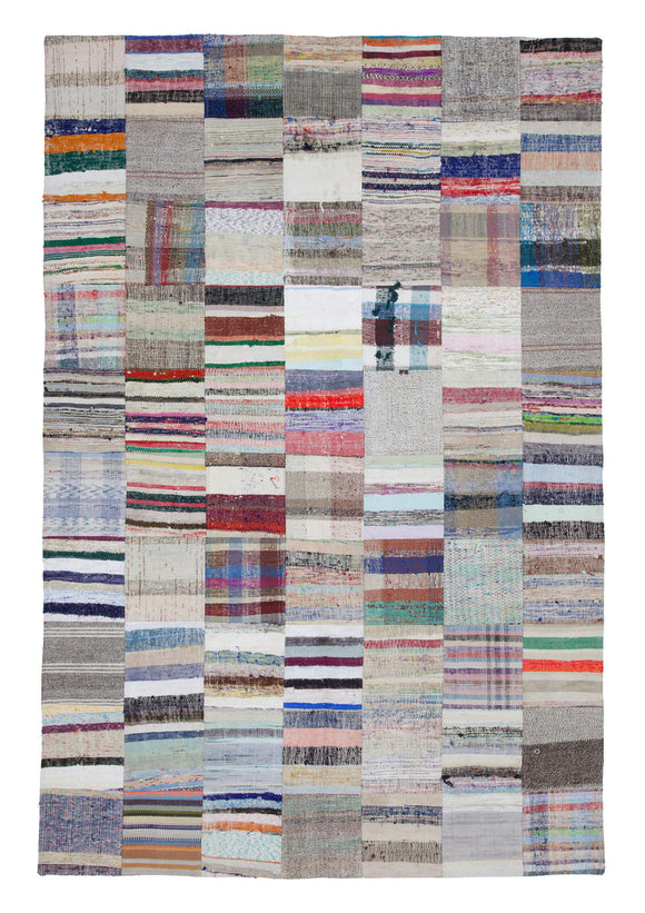6' 7'' x 9' 11'' Vintage Turkish Patchwork Kilim Rug