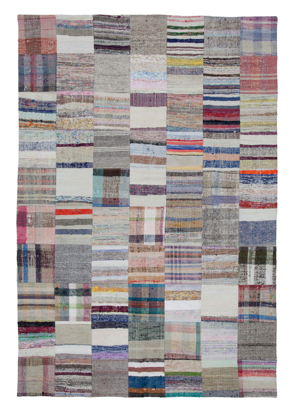 6' 7'' x 9' 10'' Vintage Turkish Patchwork Kilim Rug