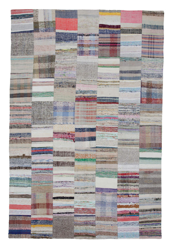 6' 7'' x 9' 10'' Vintage Turkish Patchwork Kilim Rug