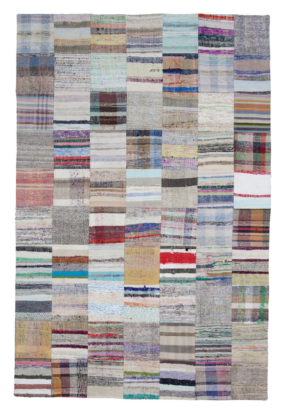 6' 7'' x 9' 11'' Vintage Turkish Patchwork Kilim Rug