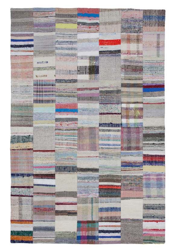 6' 7'' x 9' 11'' Vintage Turkish Patchwork Kilim Rug