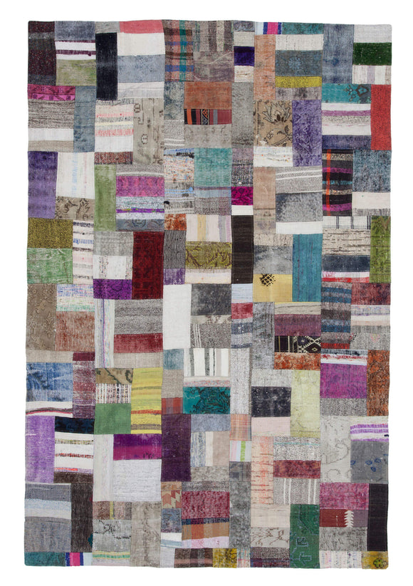 6' 7'' x 9' 10'' Vintage Turkish Patchwork Kilim Rug
