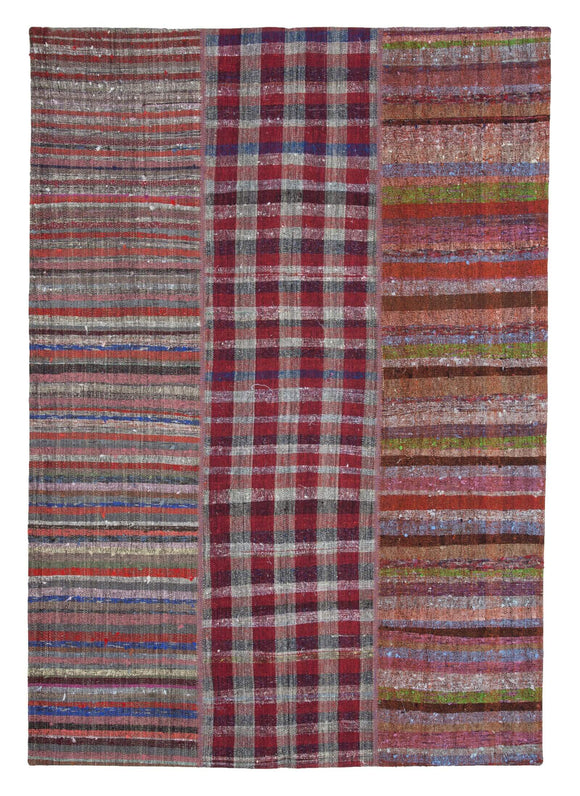 6' 8'' x 9' 7'' Vintage Turkish Patchwork Kilim Rug