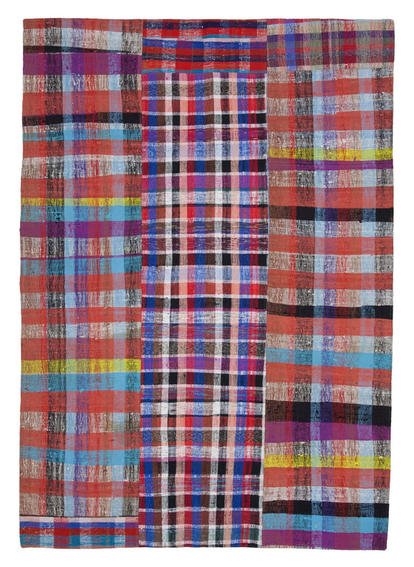6' 9'' x 9' 8'' Vintage Turkish Patchwork Kilim Rug