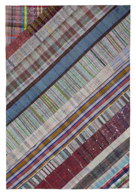 6' 9'' x 9' 10'' Vintage Turkish Patchwork Kilim Rug