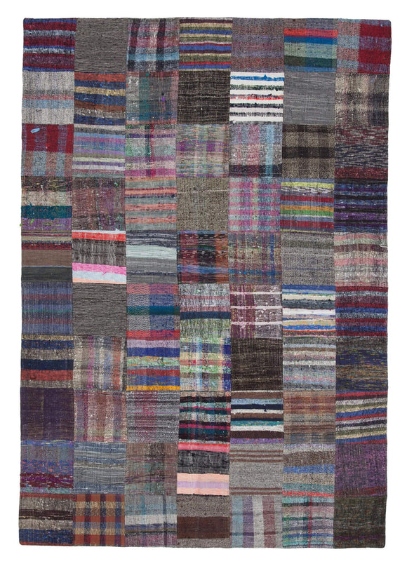 6' 9'' x 9' 9'' Vintage Turkish Patchwork Kilim Rug