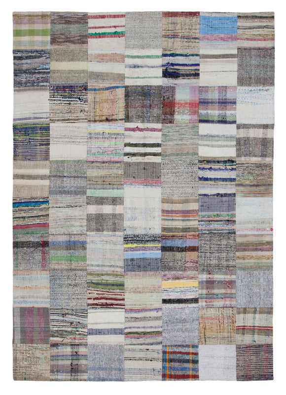 6' 11'' x 9' 10'' Vintage Turkish Patchwork Kilim Rug