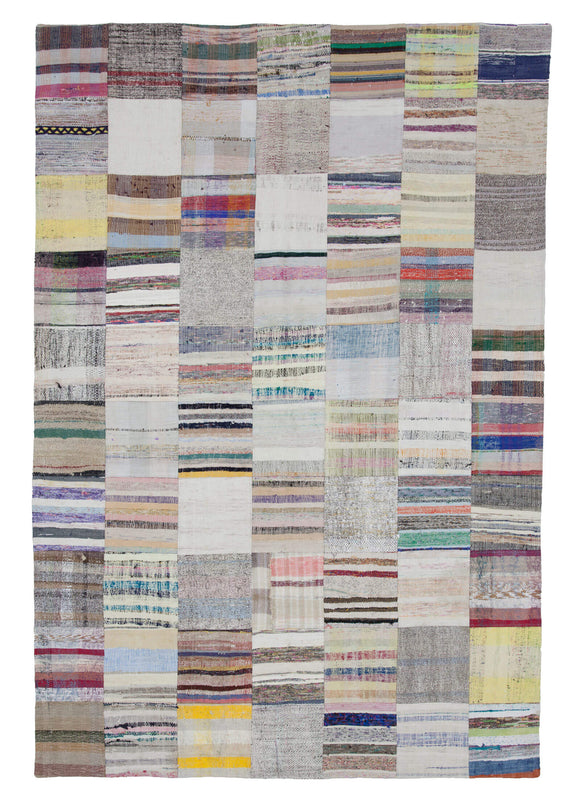 6' 7'' x 9' 10'' Vintage Turkish Patchwork Kilim Rug