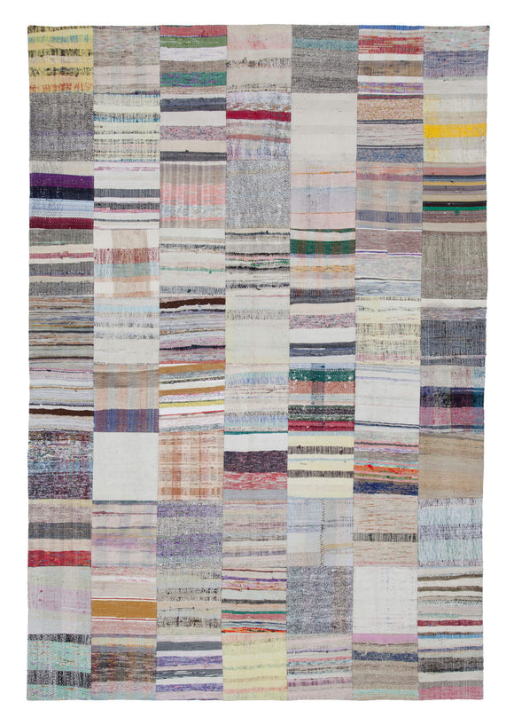 6' 7'' x 9' 10'' Vintage Turkish Patchwork Kilim Rug