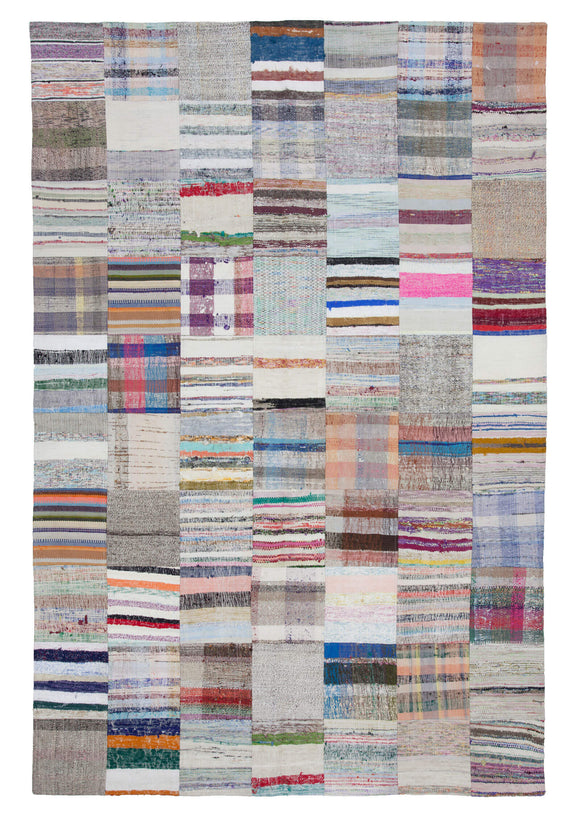 6' 7'' x 9' 11'' Vintage Turkish Patchwork Kilim Rug