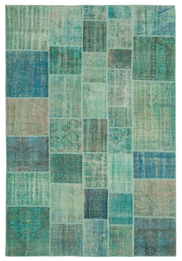 6' 9'' x 9' 10'' Hand-Knotted Turkish Patchwork Rug