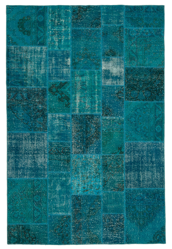 6' 7'' x 9' 9'' Hand-Knotted Turkish Patchwork Rug