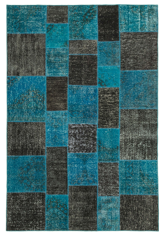 6' 7'' x 9' 9'' Hand-Knotted Turkish Patchwork Rug