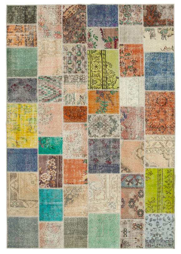 6' 9'' x 9' 9'' Hand-Knotted Turkish Patchwork Rug