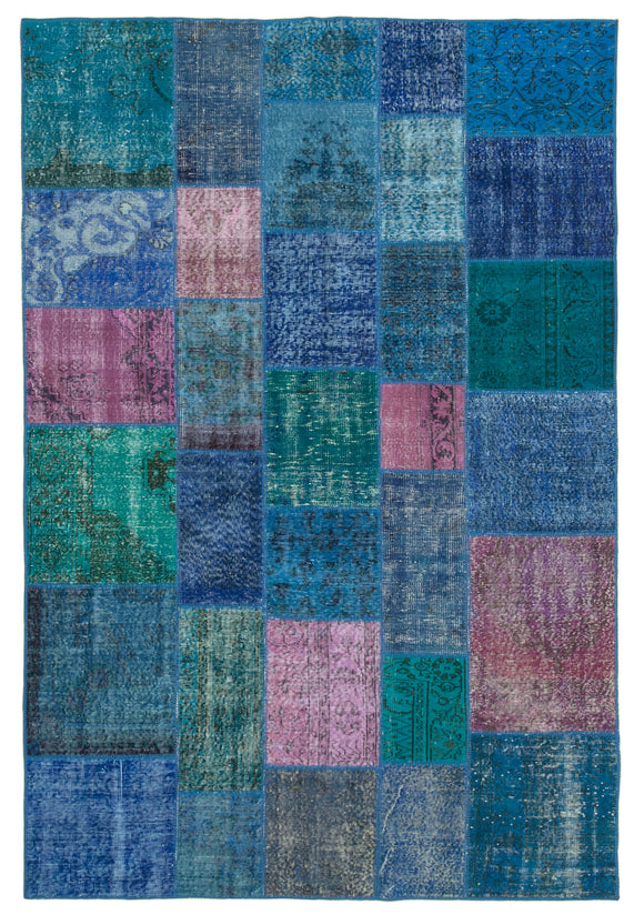 6' 8'' x 9' 10'' Hand-Knotted Turkish Patchwork Rug