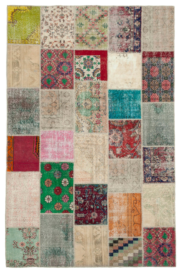 6' 6'' x 10' 0'' Hand-Knotted Turkish Patchwork Rug