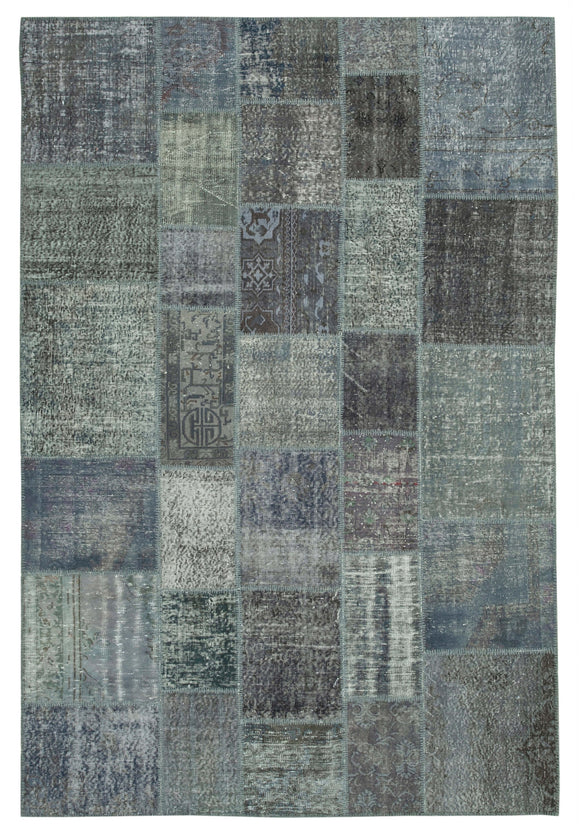 6' 9'' x 9' 11'' Hand-Knotted Turkish Patchwork Rug