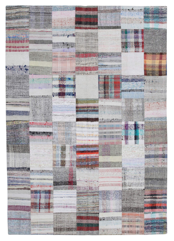 6' 11'' x 10' Vintage Turkish Patchwork Kilim Rug