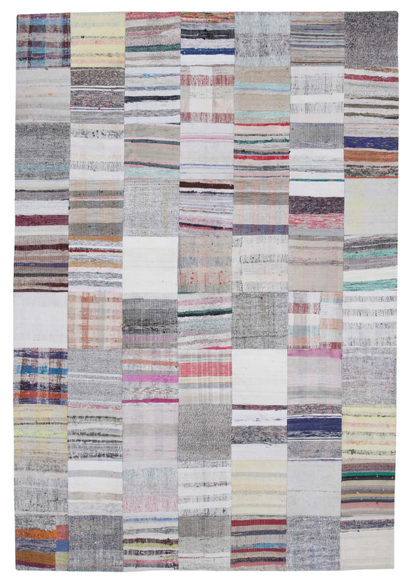 6' 7'' x 9' 10'' Vintage Turkish Patchwork Kilim Rug