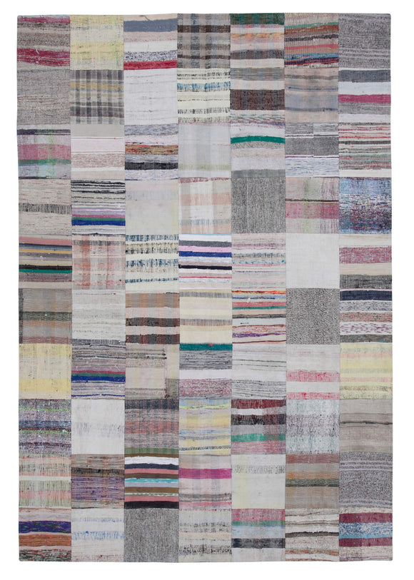 6' 7'' x 9' 10'' Vintage Turkish Patchwork Kilim Rug