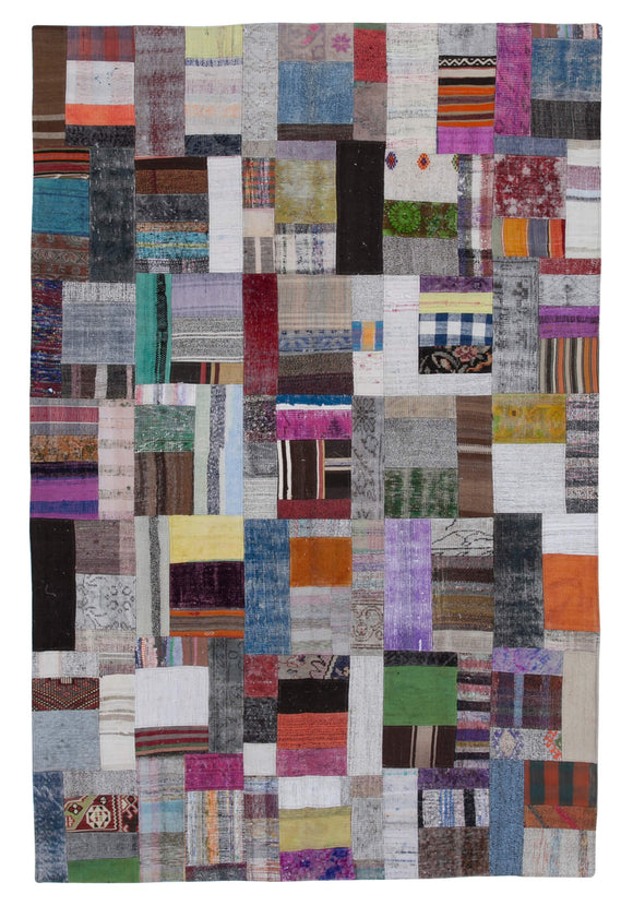 6' 7'' x 9' 10'' Vintage Turkish Patchwork Kilim Rug