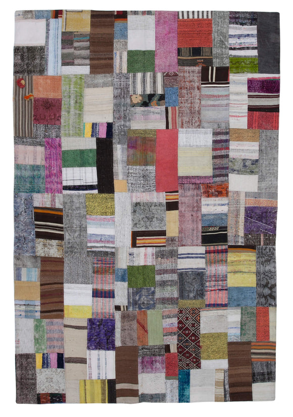 6' 7'' x 9' 10'' Vintage Turkish Patchwork Kilim Rug