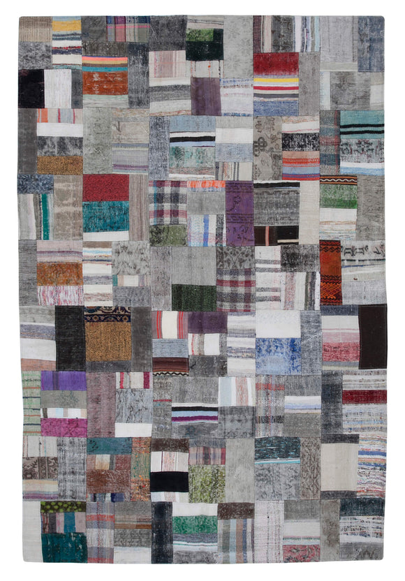 6' 7'' x 9' 10'' Vintage Turkish Patchwork Kilim Rug