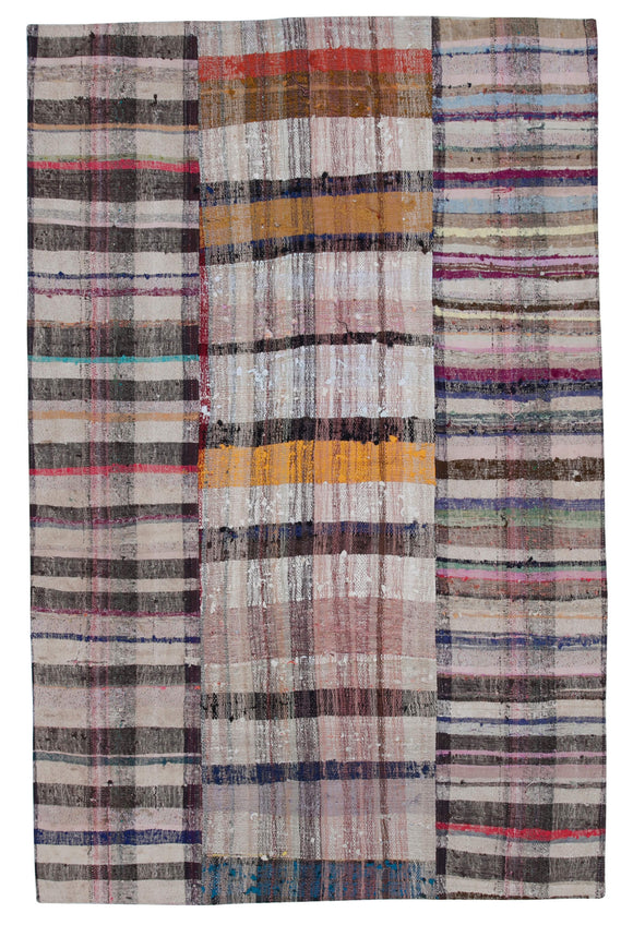6' 7'' x 10' 2'' Vintage Turkish Patchwork Kilim Rug