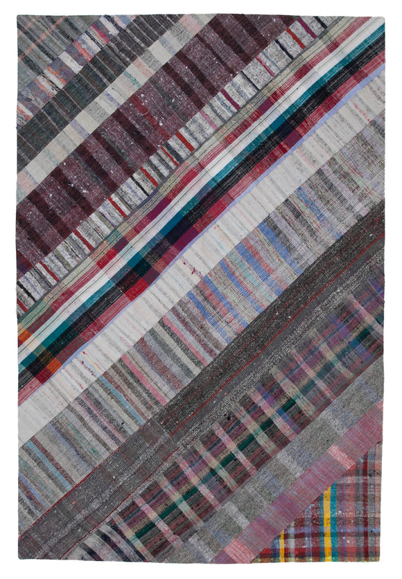 6' 8'' x 9' 10'' Vintage Turkish Patchwork Kilim Rug