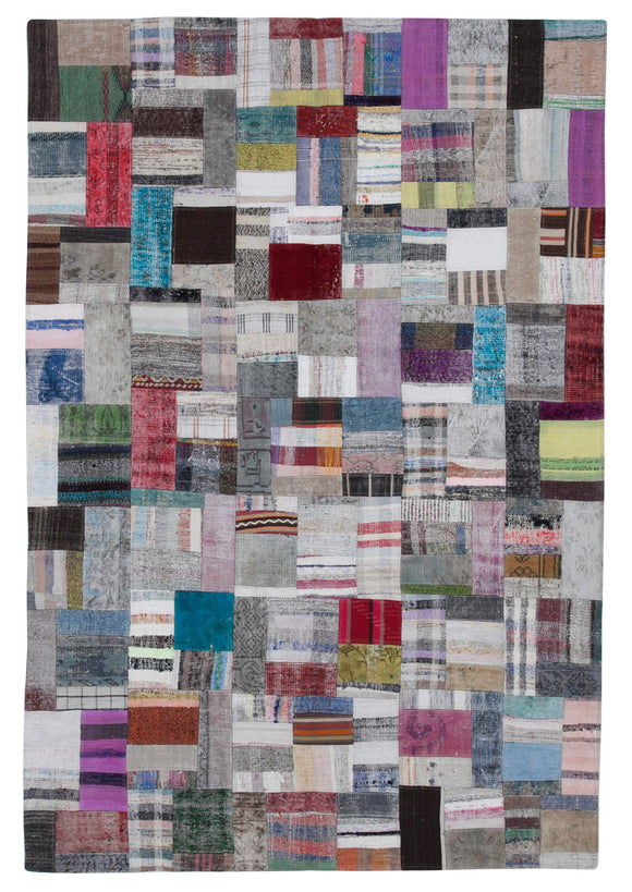 6' 7'' x 9' 8'' Vintage Turkish Patchwork Kilim Rug