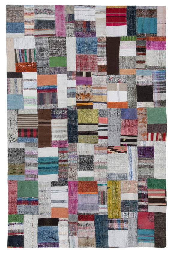 6' 7'' x 9' 11'' Vintage Turkish Patchwork Kilim Rug