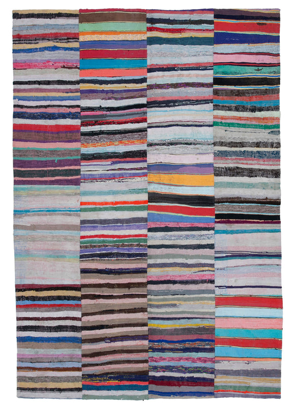 7' 1'' x 10' 5'' Vintage Turkish Patchwork Kilim Rug
