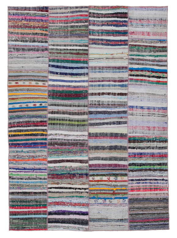 6' 8'' x 9' 4'' Vintage Turkish Patchwork Kilim Rug