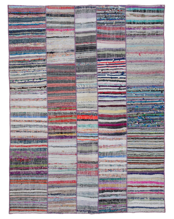 6' 11'' x 9' 2'' Vintage Turkish Patchwork Kilim Rug