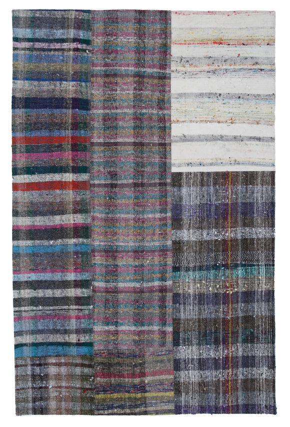 6' 6'' x 9' 11'' Vintage Turkish Patchwork Kilim Rug