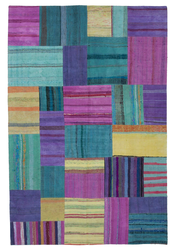 6' 7'' x 9' 11'' Vintage Turkish Patchwork Kilim Rug