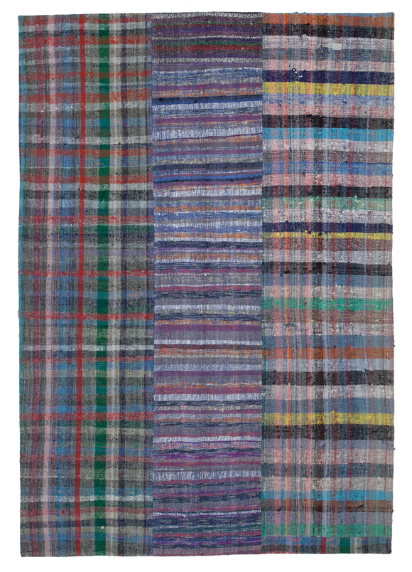 6' 10'' x 9' 11'' Vintage Turkish Patchwork Kilim Rug