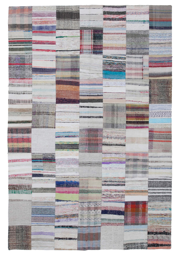 6' 8'' x 9' 11'' Vintage Turkish Patchwork Kilim Rug