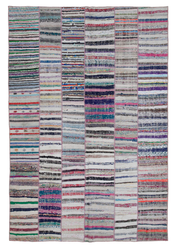 6' 7'' x 9' 9'' Vintage Turkish Patchwork Kilim Rug