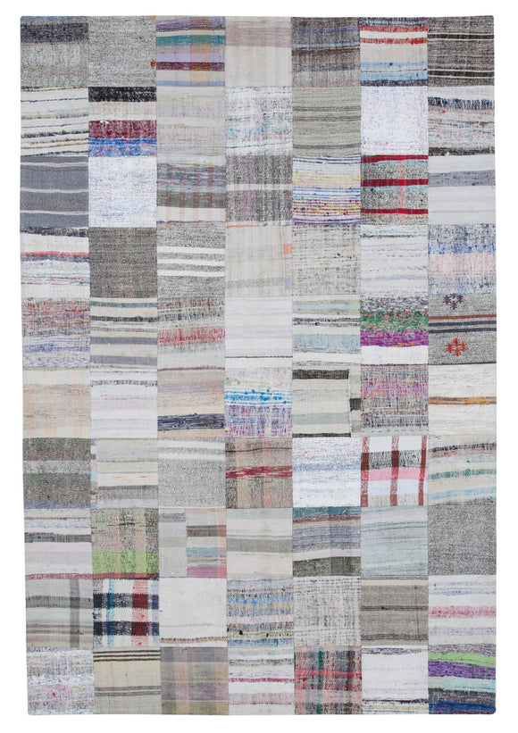 6' 8'' x 9' 10'' Vintage Turkish Patchwork Kilim Rug