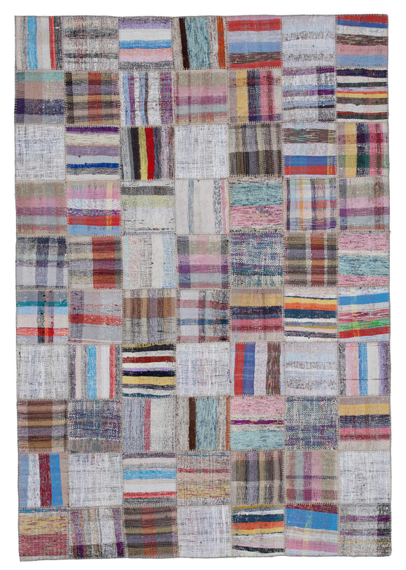 6' 9'' x 9' 9'' Vintage Turkish Patchwork Kilim Rug