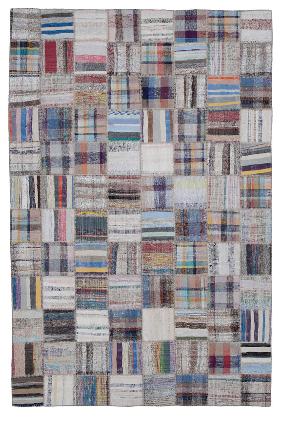 6' 5'' x 9' 9'' Vintage Turkish Patchwork Kilim Rug