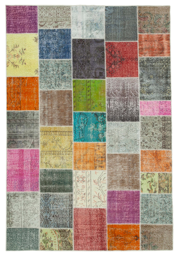 6' 9'' x 9' 9'' Hand-Knotted Turkish Patchwork Rug
